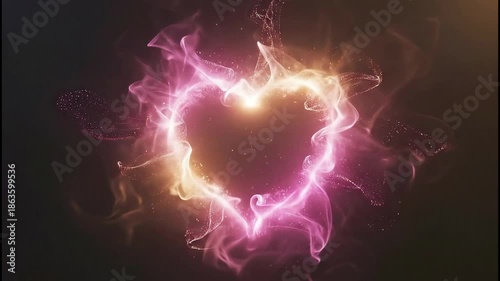 Abstract Glowing Heart Shape With Swirling Energy Particles on a Dark Background