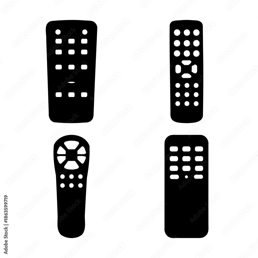 custom made wallpaper toronto digitalSet of four diverse remote control black silhouette icons collection Vector