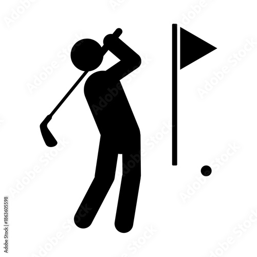 Golfer flat style icon symbol isolated on white background. Editable EPS 10 vector graphic.