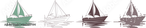 Sailboats on Calm Water Illustration