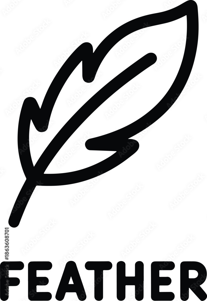 Fototapeta premium Minimalist Feather Icon Black and White Design