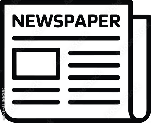Newspaper icon illustration black and white