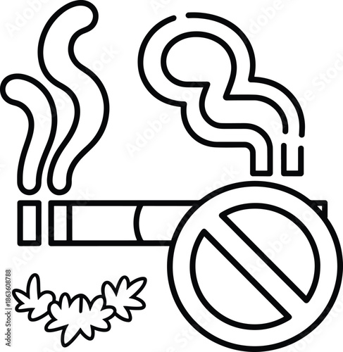 No smoking sign with marijuana leaves concept
