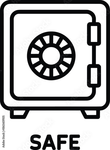 Secure Safe Box Outline Icon Symbol