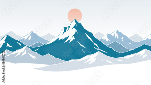 Serene mountain range at sunrise