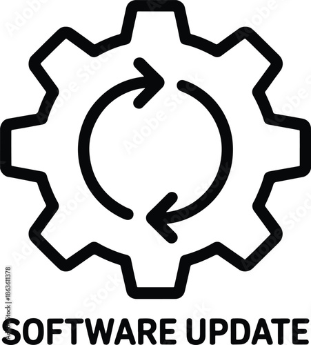 Software Update Icon with Circular Arrows and Gear