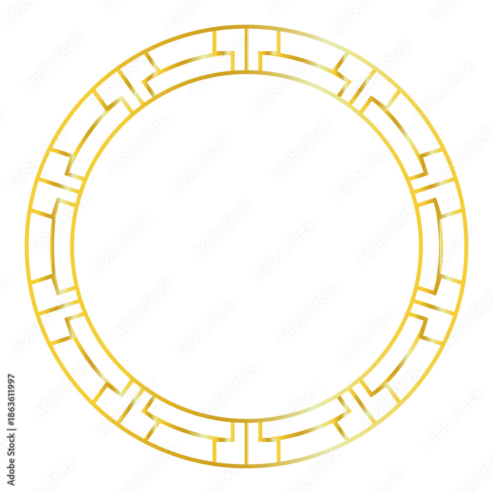 Fototapeta premium Golden circle frame design with transparent background and blank area with Chinese New Year theme