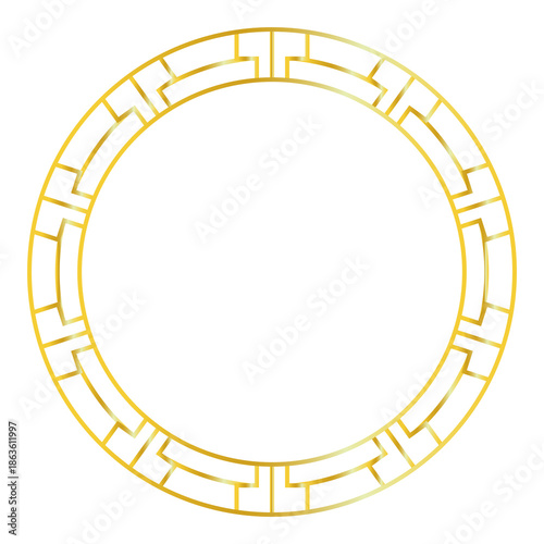 Golden circle frame design with transparent background and blank area with Chinese New Year theme