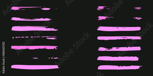 Abstract pink brush strokes on a black background minimalist design element