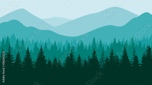 Serene mountain forest landscape