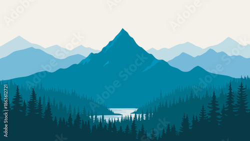 Serene mountain landscape at dusk