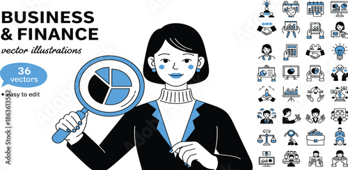 Business and Finance Vector Illustrations A Collection of 36 Versatile Icons