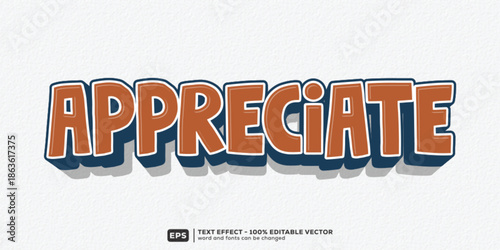 Editable Appreciate 3D Cartoon Text Effect for February Friendship | Premium Font Template