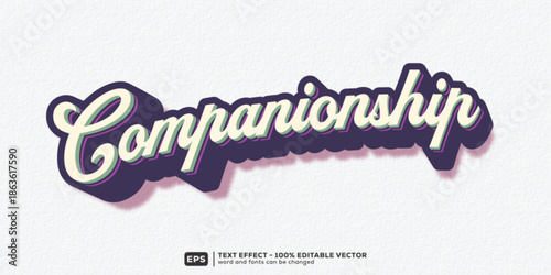 Editable Companionship 3D Cartoon Text Effect for February Friendship | Premium Font Template