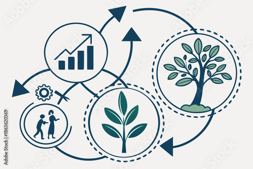 A graphic illustration of sustainable growth and development in business