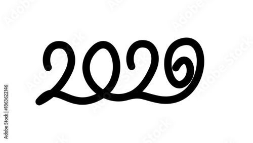 2026 inscription, black isolated silhouette