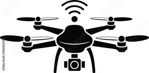 Drone with Camera and Wireless Signal Icon