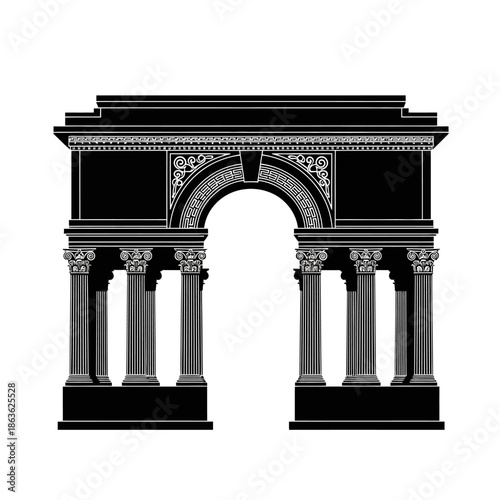 Detailed illustration of a classical architectural archway with supporting columns