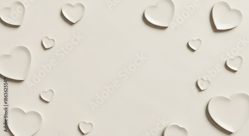 cream background with embossed heart shapes, luxury valentine background, soft shadow texture, elegant minimal design