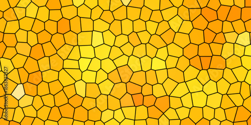 Seamless vector illustration of a geometric yellow honeycomb pattern featuring abstract golden hexagon cells for a nature inspired beehive wallpaper background