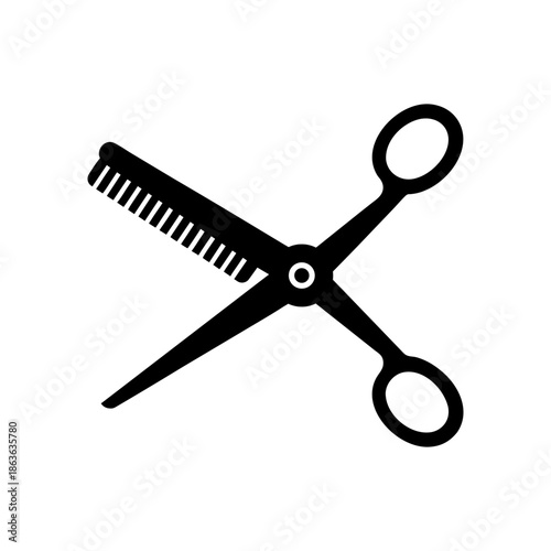 Barbershop Icon Scissors Comb Hairstyle Vector.