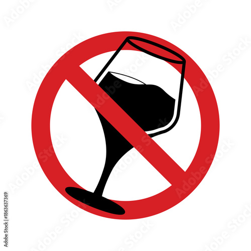 No Wine Glass Sign Alcohol Prohibition Symbol