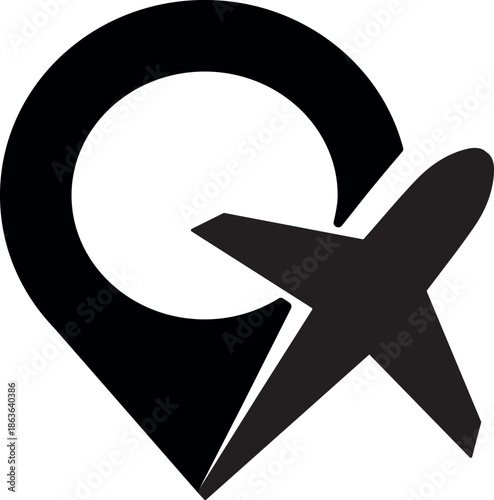 Simple black and white location pin icon in flat vector style. Basic map marker symbol isolated on white background, suitable for navigation, GPS, address, direction, and user interface design.