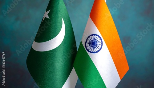 Pakistan and India Flags Side by Side.