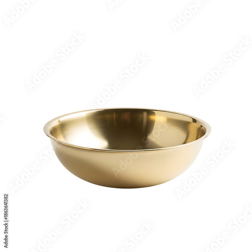 Polished Brass Mixing Bowl with Subtle Texture isolated on a transparent background
