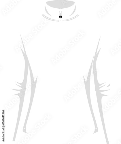 Minimal abstract human torso shape vector illustration with collar detail isolated on white background for fashion anatomy design concept