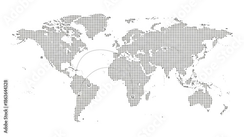 Dotted Global World Map Illustration Clean Design for Visualizations