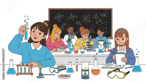 Students Conducting Science Experiments in Laboratory Classroom