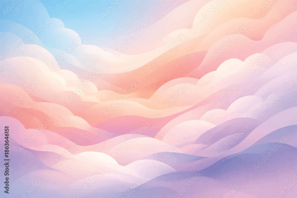 Fototapeta premium Abstract Cloud Sky - Artistic Modern Background with Fluid Stylized Cloud Shapes, Soft Blue Gradients,