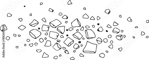 Bread Crumbs, Chunks or Small Pieces, Hand-drawn Sketch Drawing Vector Illustration, Line Linear Symbol Engraving Coloring Book, Black and White Isolated