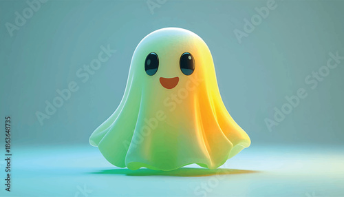 Adorable Cartoon Ghost with Big Eyes and a Sweet Smile.