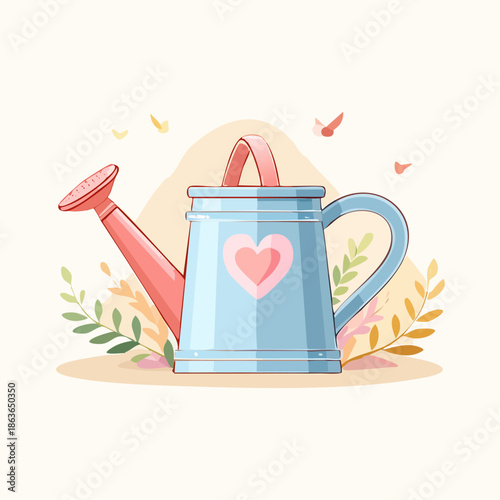 Watering Can with Heart Decoration.