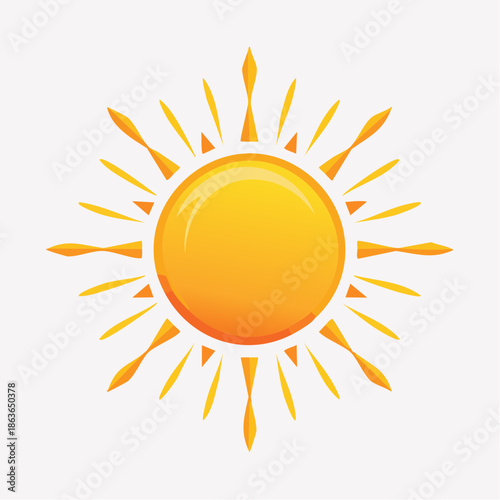 Watercolor Painting of Orange Sun Symbol.