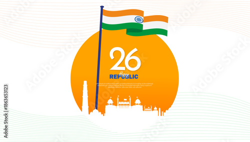 26 january 2026 Happy Republic Day Celebration Greeting Background