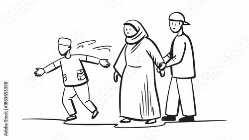 Two men interacting with a woman in a respectful manner