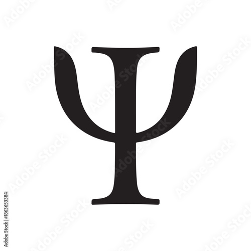 Psychology symbol. Psi Greek letter silhouette icon vector illustration on white background