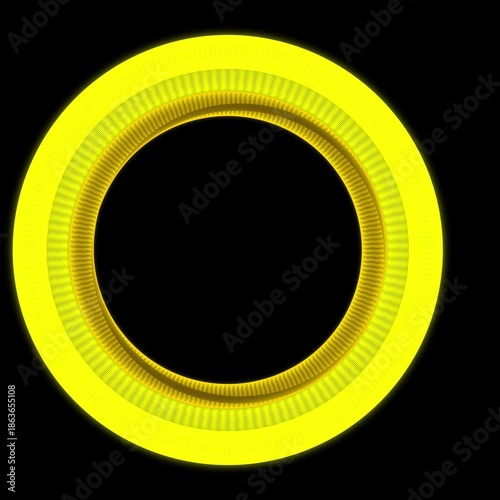 Triple-Layer Yellow Neon Ring Loop with Radiant Pulse on Black