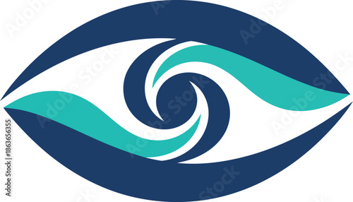 Modern Eye Care Logo Design: Blue and Teal Optical Vision Graphic