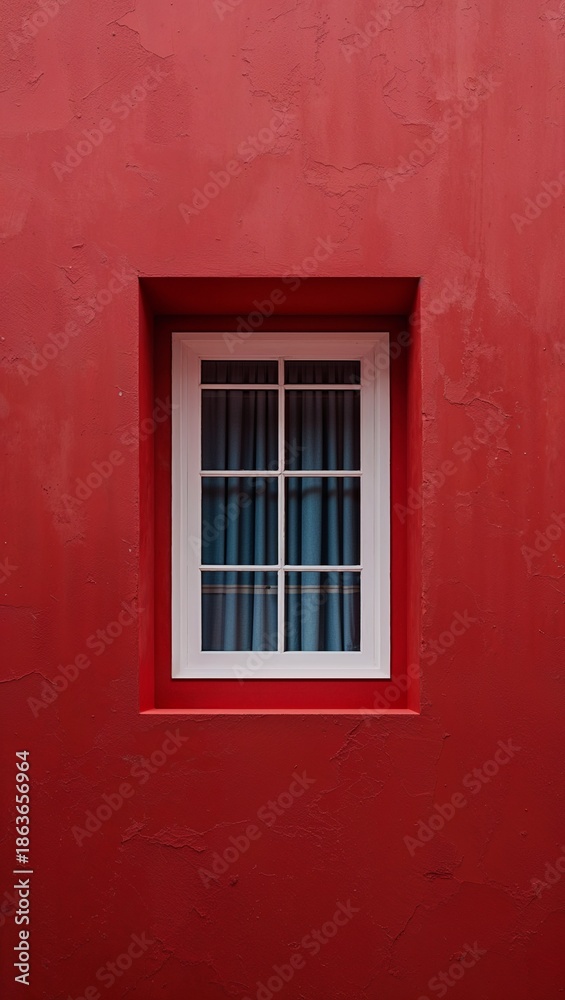 Fototapeta premium old window with red shutters