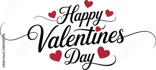 The joyful Happy Valentines Day phrase is presented in elegant typography against a pale pink heart symbol