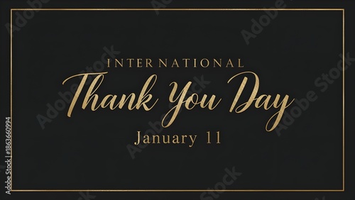 International Thank You Day January 11 – Elegant Gold Typography on Black Background. 