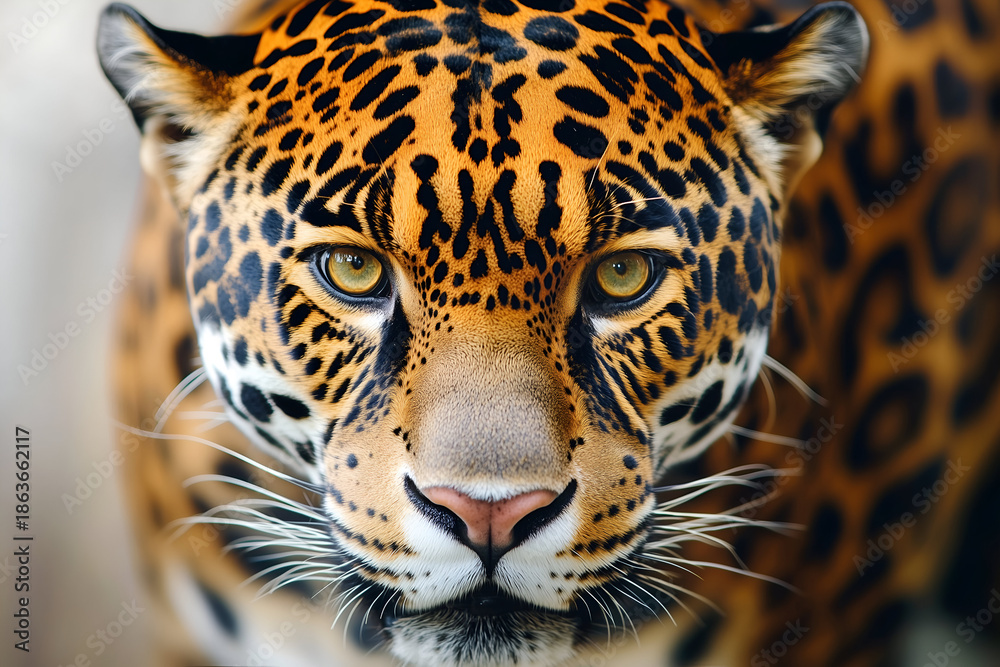 Obraz premium Close Up Portrait of a Majestic Jaguar Looking at Camera