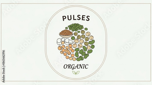 Organic pulses collection a healthy food concept with various legumes in a circle perfect for nutrition and culinary themes