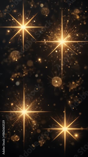 Golden Starfield Overlay Animation Loop: Sparkling Festive Background for Celebration and Design