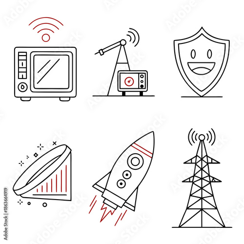 Modern Minimalist Food and Cooking Icon Set - 6 Abstract Symbols