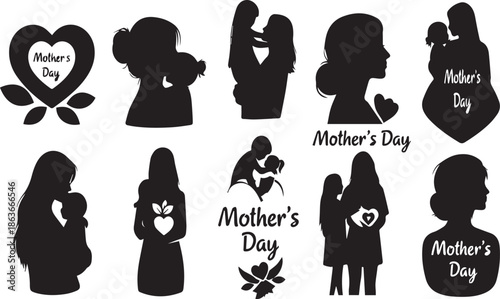 Mother's day silhouette graphics
